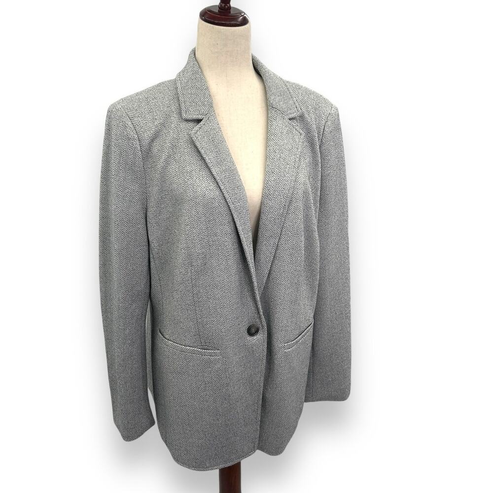 LOFT Light Gray Single-Button Blazer Jacket - image 2